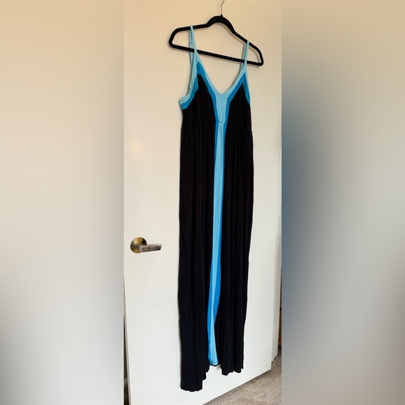 INC International Concepts Black & Blue Maxi Dress with Spaghetti Straps Size XL - Picture 1 of 8